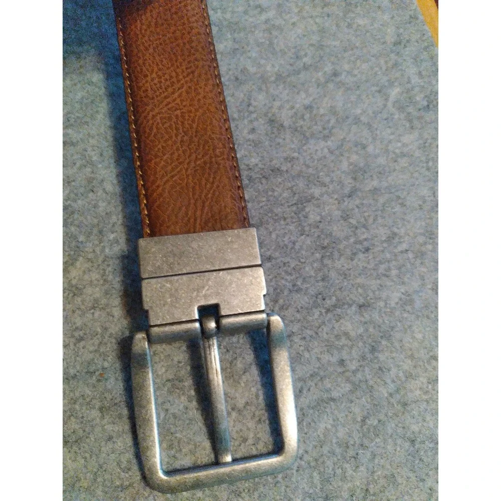 Michael Kors Mens Reversible Belt‎ Black Brown Leather Silver Buckle Size 38